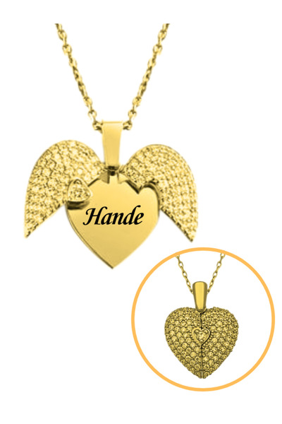 lazerizi Kişiye Özel Yazılı Açılabilir Kalp Kolye