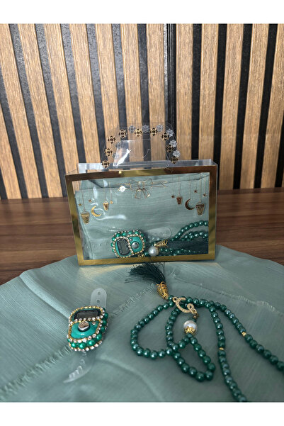 Evce Home Tekstil Ramazan Temalı Pakette Eşarp ve Zikirmatik Tespih