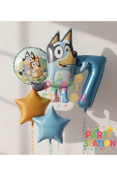 Parti Station Bluey Temalı 7 Yaş Folyo Balon Seti – Rakam Balonlu Doğum Günü ...