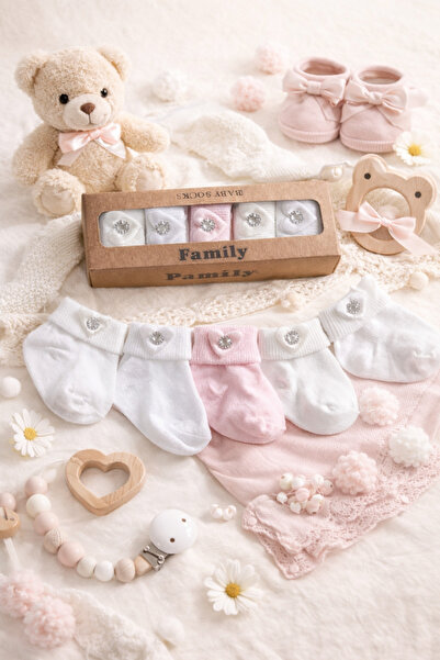 Akface 5 Pairs of Non-Squeezing Ankle Baby Socks with Heart Accessories Box 0...