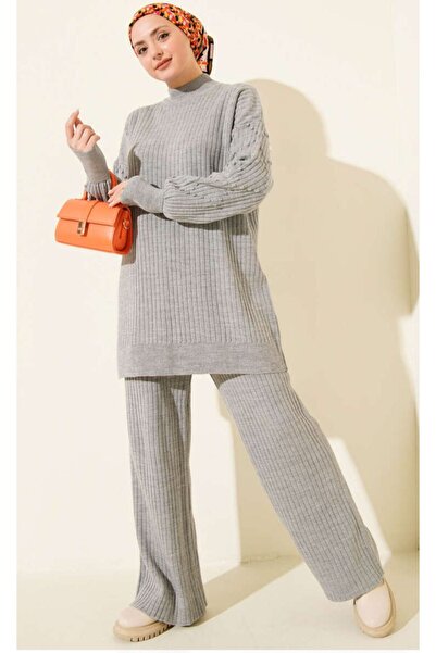HELNORA Turtleneck Ribbed Knitwear Set