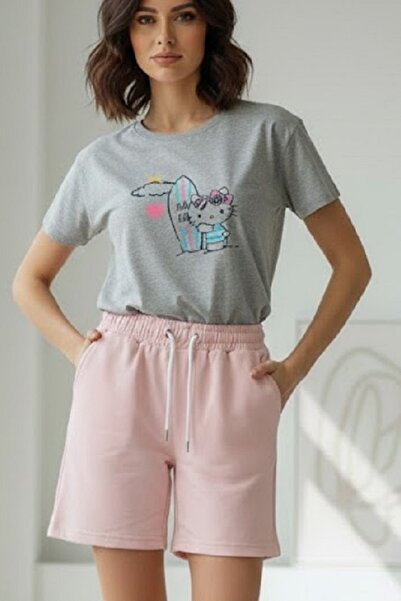 aytok tekstil 2-Piece Set Women's Shorts T-Shirt Set Hello Kitty