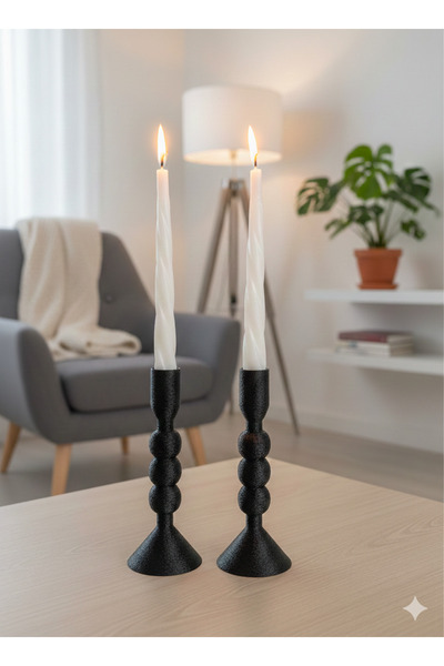 E&TDESING 2Li Plastik Şamdan Takım Dekoratif (MUMLAR DAHİL DEĞİLDİR. ÇAP 20mm...