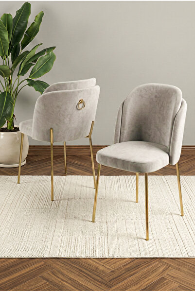 DEREN HOME Rigella Serisi 1 Adet Mutfak Salon Yemek Odası Sandalyesi Gold Kap...