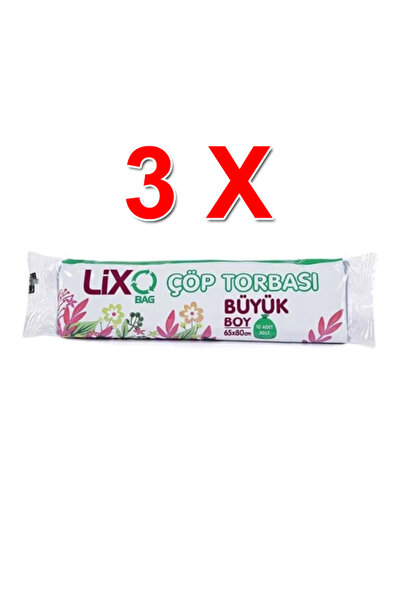 LİXO ÇÖP POŞETLERİ Büyük Boy 50 lt Çöp Poşeti 30 Adet 65x80 cm Çöp Torbası - ...