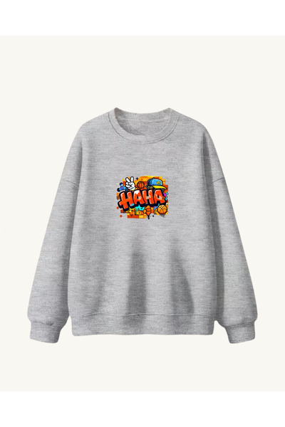 haha Oversized Hoodless Sweatshirt for Children