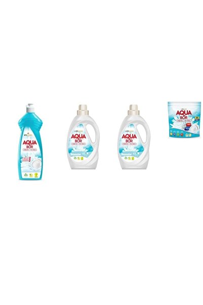 Aquabor منظف الأطباق الطبيعي المعدني + سائل أبيض + سائل أبيض + مجموعة أقراص م...