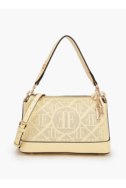 ELLE Laser Cut Textured Shoulder Bag with Detachable Strap
