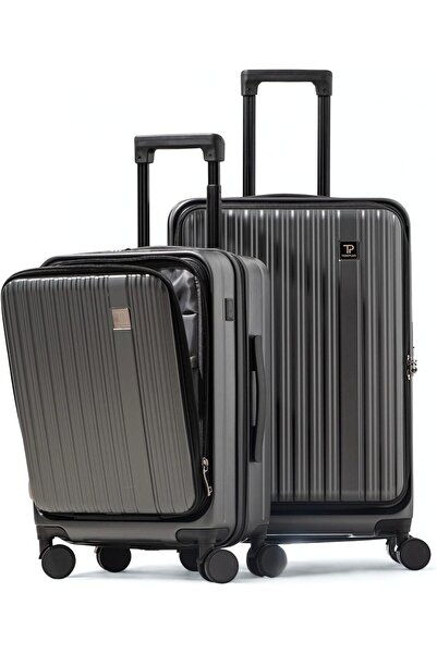 Tereplus Travel Luggage Set of Two 20/24 inch - Front Open - Dark Gray