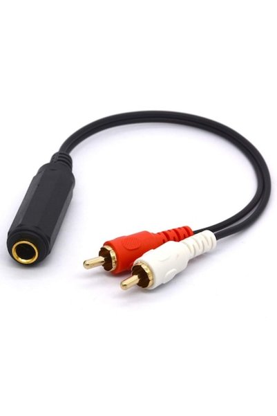 KTV Καλώδιο ήχου HUHANGGod, 6,35mm σε 2x RCA Splitter, επιχρυσωμένο, 25cm