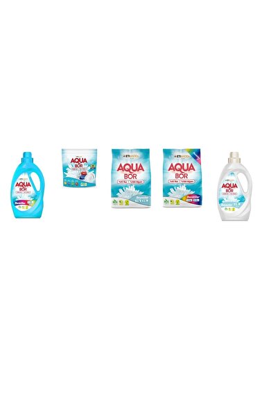 Aquabor ألوان سائلة معدنية طبيعية + أقراص + 4 كجم أبيض + 4 كجم ألوان + أبيض س...