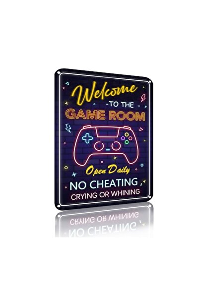 Hode Metal Sign, Gaming Decor, Welcome To The Game Room Open Daily, 20x30cm