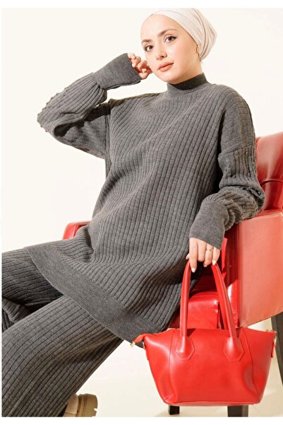 HELNORA Turtleneck Ribbed Knitwear Set