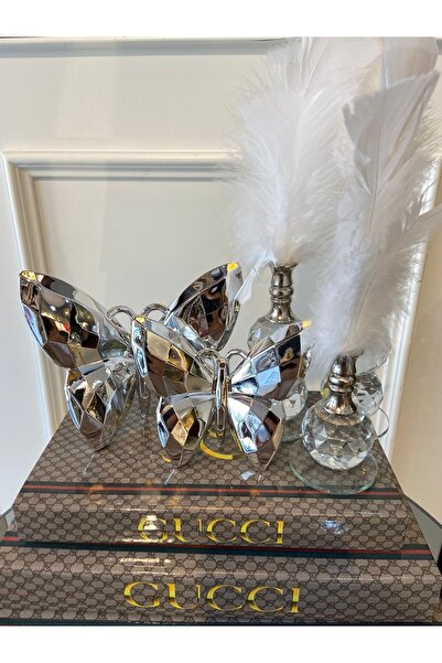 Lumindra 2’li Set Dekoratif Kristal Görünümlü Kelebek Biblo – Gümüş