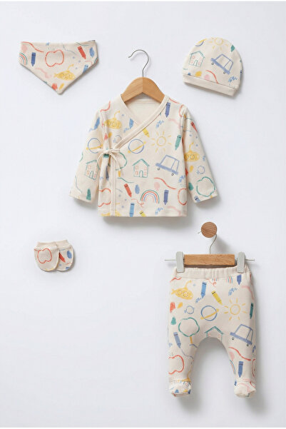 Magu Baby Cotton Colorful Patterned 5 Piece Hospital Discharge Set