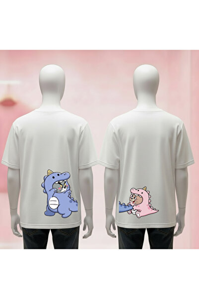 Vordevia Dear Couple Combination Printed Crew Neck Wide Fit Unisex Tshirt