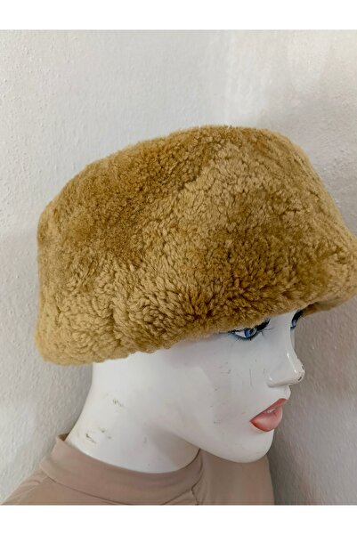 hoaryage Genuine Leather Brown Snotop Fur Outdoor Leather Bork Hat Unisex