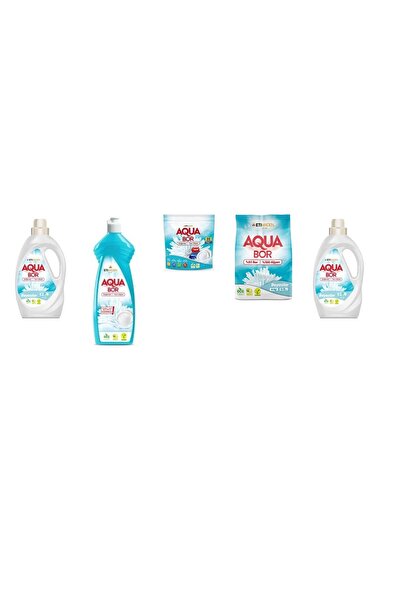 Aquabor سائل معدني طبيعي أبيض + غسالة أطباق يدوية + أقراص + 4 كجم أبيض + سائل...
