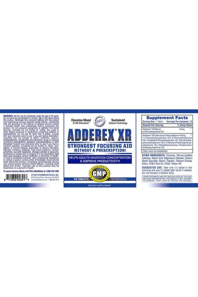 HiTech Adderex ®   Focus Xr 30 Tablets
