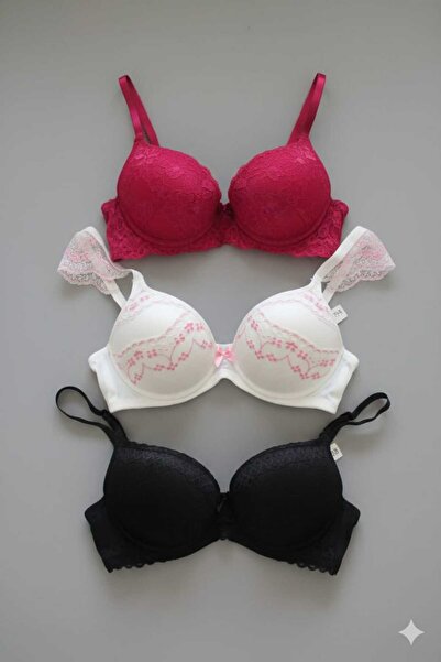 pae Colorful 3-Piece Economical and Advantageous Bras with Bra Pads and Under...
