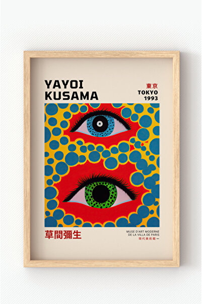 MIOVI WORKS Eyes – Yayoi Kusama | Çerçeveli Modern Maksimalist Sanat Duvar De...