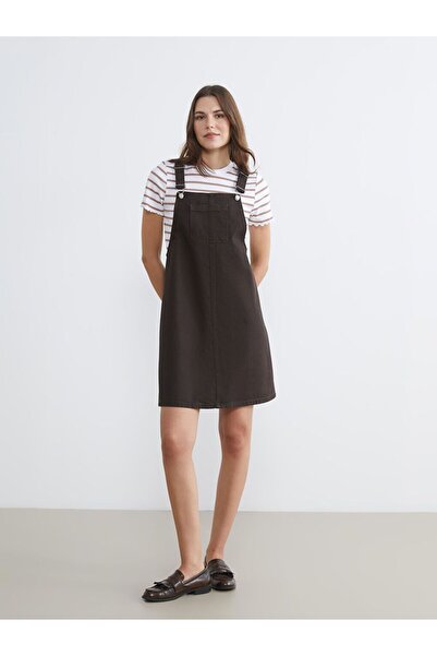 LC Waikiki Square Neck Strap Jean Salopet Dress