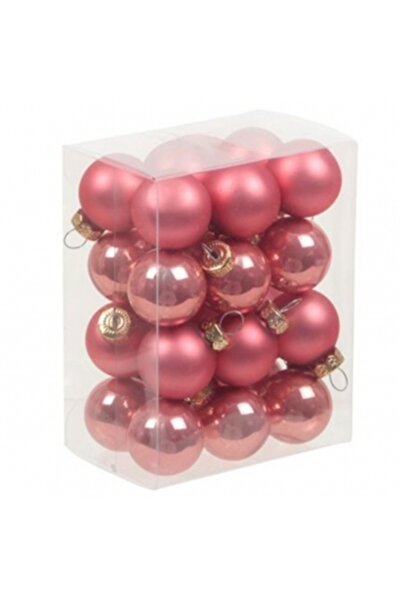 Decoratiuni Dulci Set 24 globuri din sticla coral pink, 2 modele 2.5cm