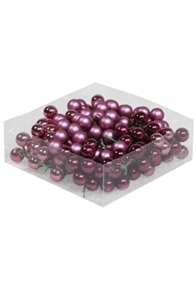 Decoratiuni Dulci Set of 144 glass globes mauve pink matte+glossy 2 cm with wire