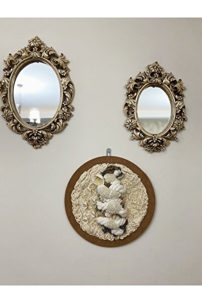 WOOLLY MOUNDS İnci Taneleri Duvar Dekorasyon Makrome Akşap İncili Duvar Tablosu