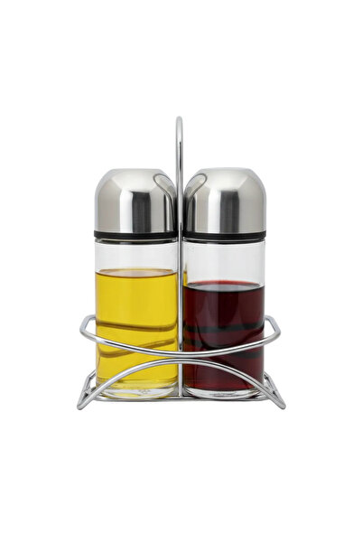 China Oil and Vinegar Bottle Set with Elegant Stainless Holder