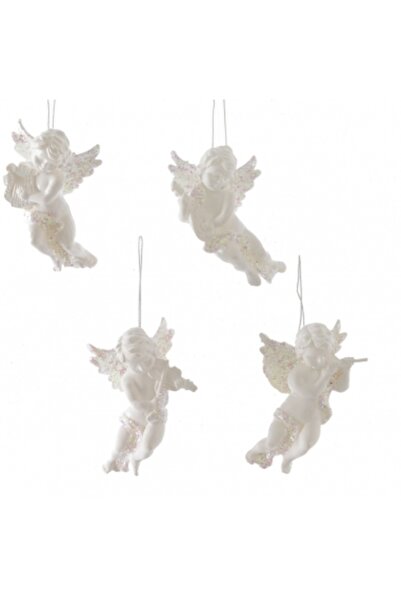 Decoratiuni Dulci Decoratiune Craciun ingeras alb cu sclipici iridiscent, pan...