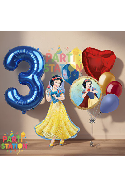 Parti Station Pamuk Prenses Konsept 3 Yaş Doğum Günü Balon Seti