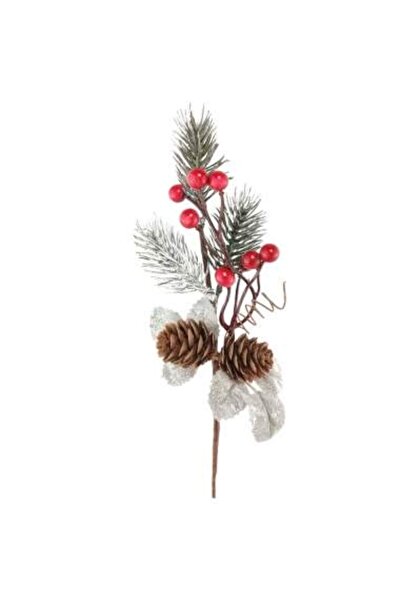 Decoratiuni Dulci Christmas branch with 2 cones, fir, red berries and tinsel ...