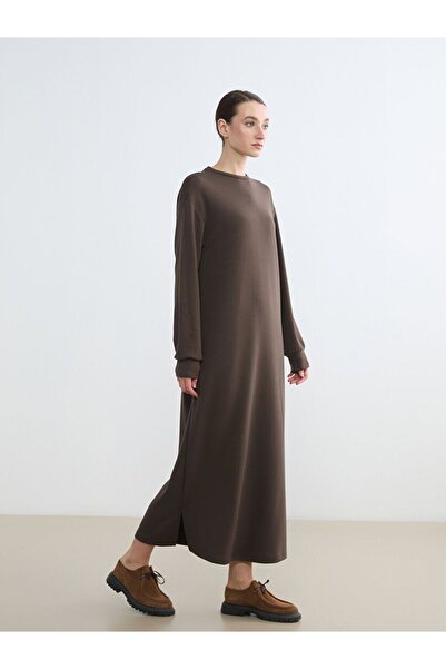 LC Waikiki Crew Neck Slit Sweat Dress