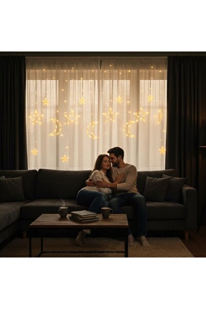 ForWhat Büro Ev Ofis Dekoru için 12SARKIT 120LED Ay Yıldız Figür Kumandalı Pe...