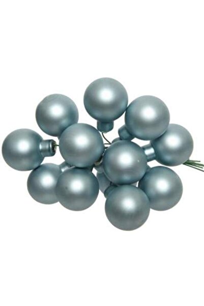 Decoratiuni Dulci Bouquet of 12 misty blue matte glass globes 2.5cm with Deco...