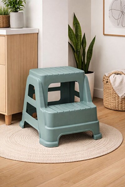 Funny Life 2 Basamaklı Büyük Boy Kaydırmaz Tabanlı Tabure - Plastik Tabure Ço...