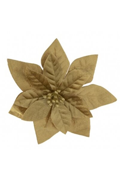 Decoratiuni Dulci Кадифена златна коледна елха от плат с щипки 16 см