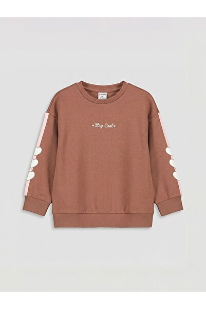 LC Waikiki Hanorac moale pentru fete cu imprimeu inimă și text