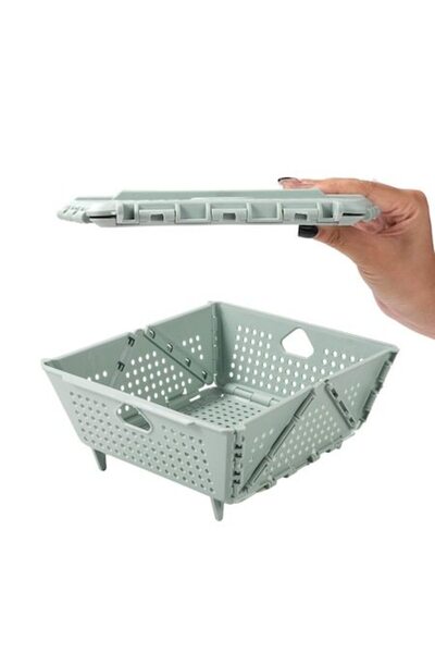 lasuroa Collapsible Strainer, Plastic, for Fruits Pasta Vegetables, Green