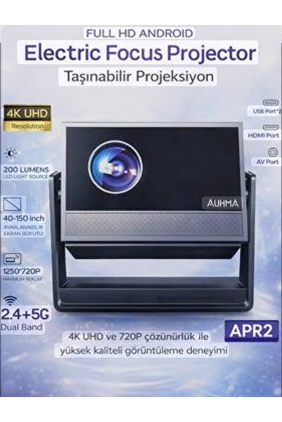 ErginGroup Taşınabilir Wİ-Fİ Sinema Projektörü 4K LED Full UHD Ev Sineması An...