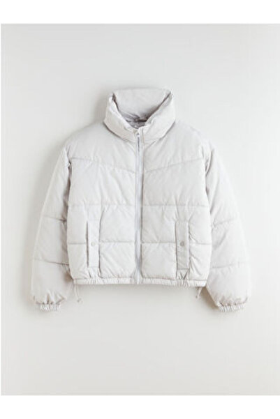 LC Waikiki Artı-Store Mock Neck, Long-Sleeved Women's Puffer Coat, Front Zipp...