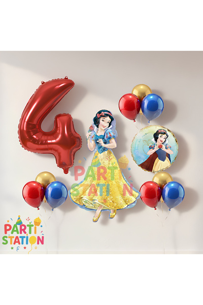 Parti Station Pamuk Prenses 4 Yaş Doğum Günü Balon Seti - 11 Parça Konsept Fo...