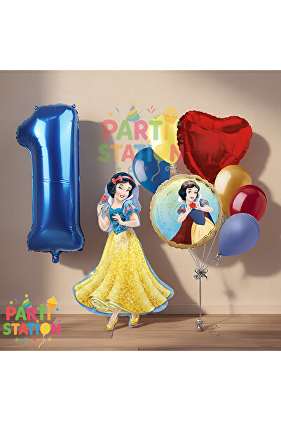 Parti Station Pamuk Prenses Konsept 1 Yaş Doğum Günü Balon Seti