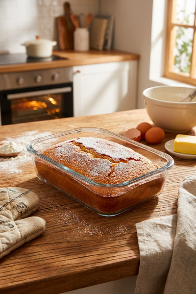 Masterchef قالب كيك زجاجي - مستطيل الشكل، مقاوم للحرارة، متوافق مع الفرن والث...