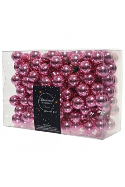 Decoratiuni Dulci Buchetel 12 globuri din sticla lipstick pink shiny 2cm cu s...