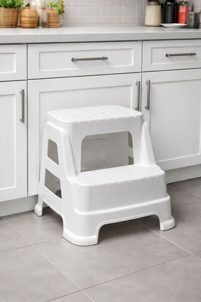 Funny Life 2 Basamaklı Büyük Boy Kaydırmaz Tabanlı Tabure - Plastik Tabure Ço...