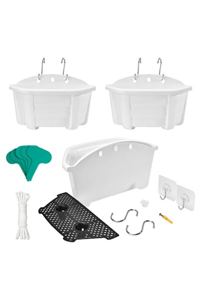 Bradax Комплект от 3 стенни саксии с лепилен монтаж и система за самополиване...