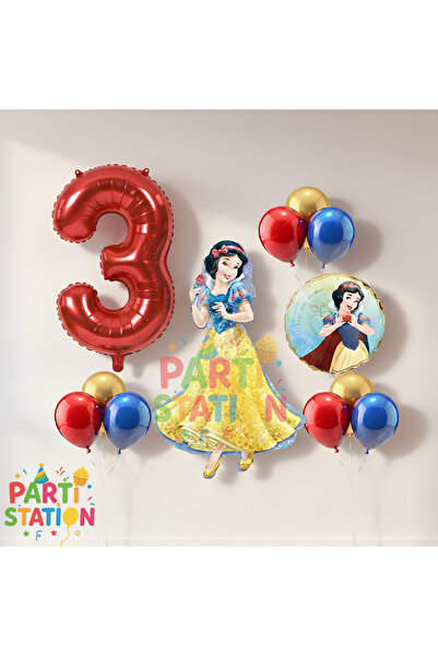Parti Station Pamuk Prenses 3 Yaş Doğum Günü Balon Seti - 11 Parça Konsept Fo...