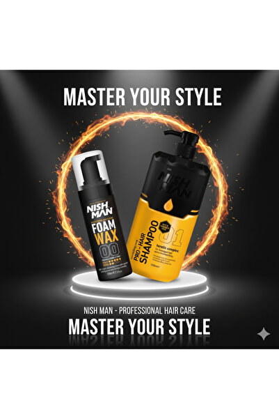 NISHMAN SAÇ ŞEKİLLENDİRİCİ KÖPÜK WAX 150 ML X 5 ADET/ + 1250 ML TUZSUZ ŞAMPUA...